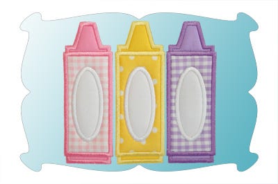 Crayon Trio Applique | Machine Embroidery Designs by JuJu