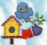 Bluebirds and Birdhouses Applique Machine Embroidery Designs by JuJu 