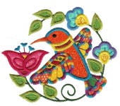 Jacobean Hummingbirds Applique Machine Embroidery Designs by JuJu 