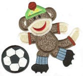 Sock Monkey Sports Applique Machine Embroidery Designs by JuJu 