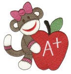 Back to School Sock Monkeys Filled Machine Embroidery Designs by JuJu
