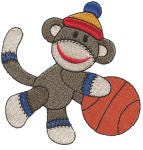 Sock Monkey Sports Filled Machine Embroidery Designs by JuJu