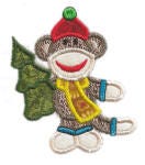 Christmas Sock Monkeys 4x4 Applique Machine Embroidery Designs by JuJu 