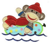 Jumbo Summer Sock Monkeys Applique Machine Embroidery Designs by JuJu 