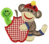 Jumbo School Sock Monkeys Applique Machine Embroidery Designs by JuJu 