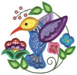 Jumbo Jacobean Hummingbirds Applique Machine Embroidery Designs by JuJu 