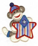 Patriotic Sock Monkeys Applique Machine Embroidery Designs by JuJu 