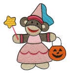 Halloween Harvest Sock Monkeys Filled Machine Embroidery Designs by JuJu
