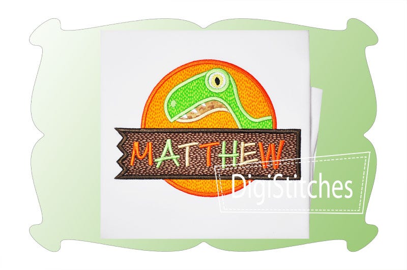 Dinosaur Frame Applique | Machine Embroidery Designs by JuJu