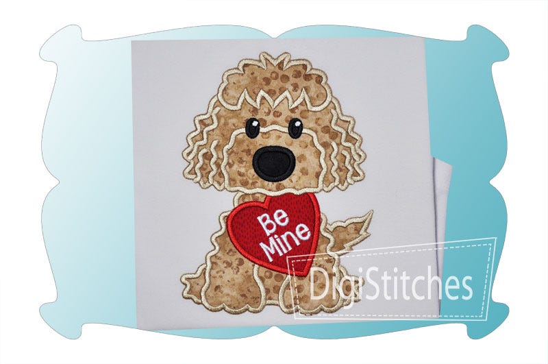 Dog With Valentine Boy Applique | Machine Embroidery Designs by JuJu