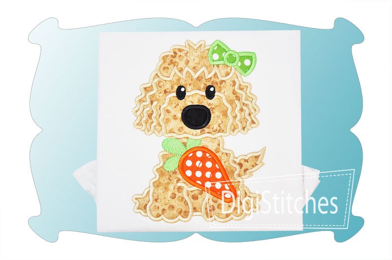 Easter Dog Girl Applique | Machine Embroidery Designs by JuJu