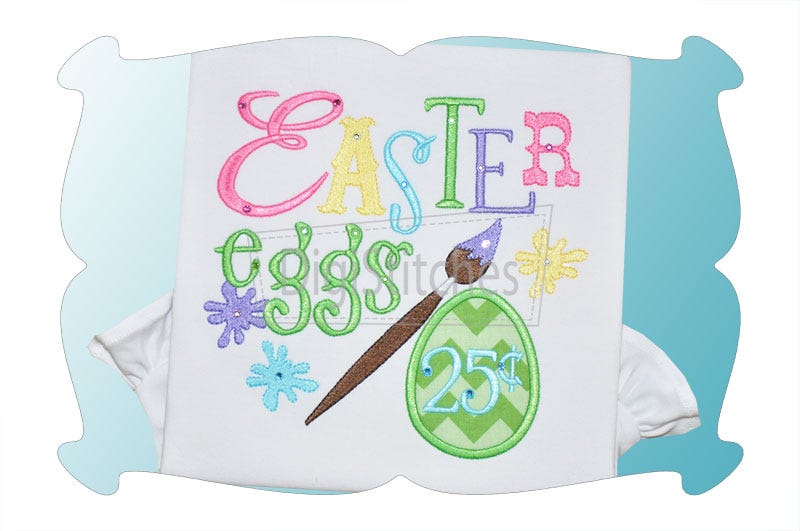 Easter Eggs 25 Cents Applique | Machine Embroidery Designs by JuJu