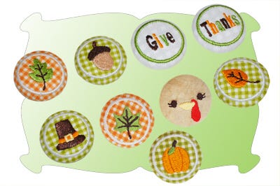 Fall and Thanksgiving Button Covers | Machine Embroidery Designs by JuJu