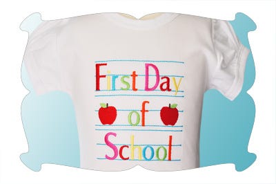 First Day of School | Machine Embroidery Designs by JuJu