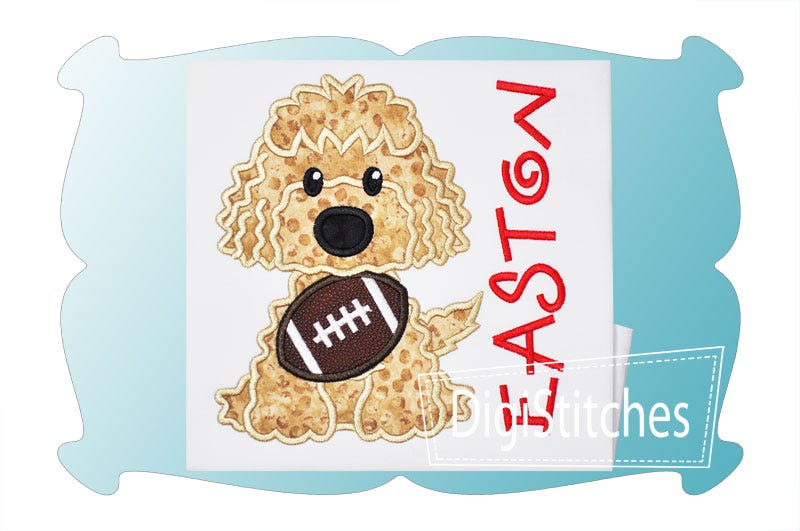 Football Dog Boy Applique | Machine Embroidery Designs by JuJu