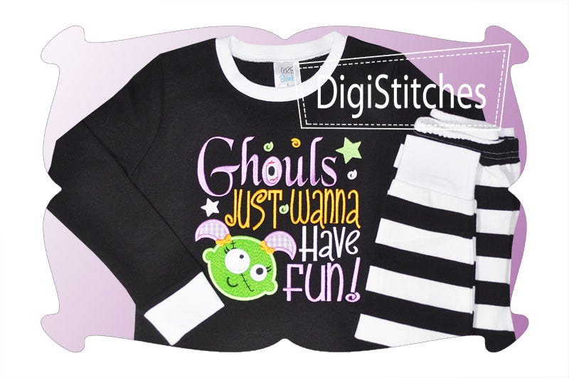 Ghouls Just Wanna Have Fun Applique | Machine Embroidery Designs by JuJu