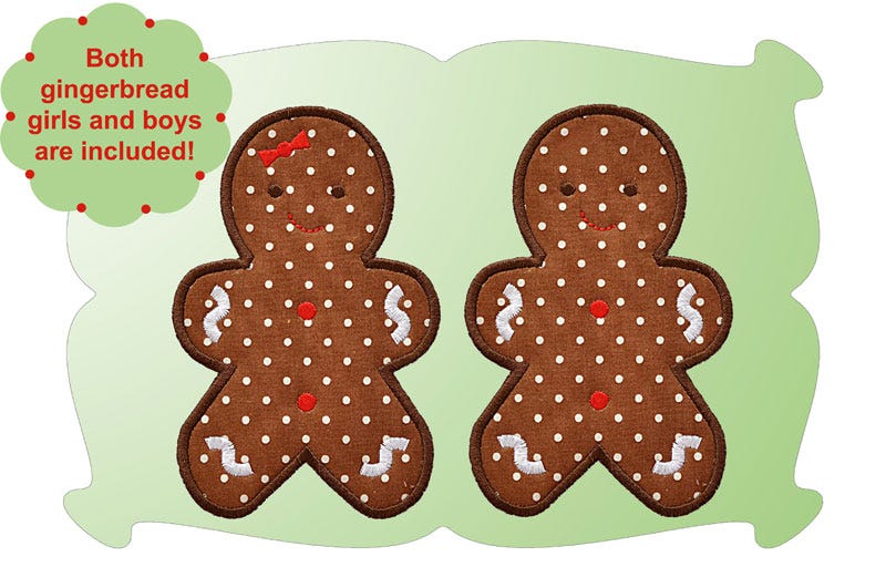 Gingerbread Applique | Machine Embroidery Designs by JuJu