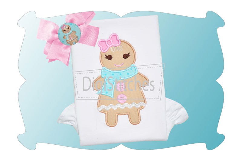 Gingerbread Girl Applique | Machine Embroidery Designs by JuJu