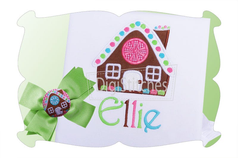 Gingerbread House Applique | Machine Embroidery Designs by JuJu