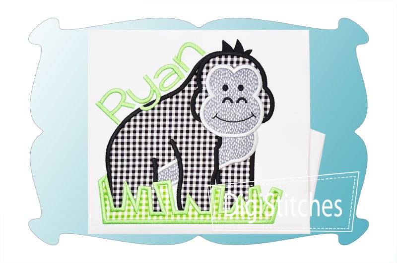 Gorilla Applique | Machine Embroidery Designs by JuJu