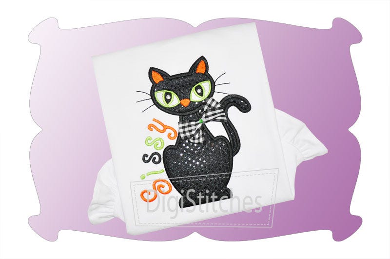 Halloween Kitty Applique | Machine Embroidery Designs by JuJu