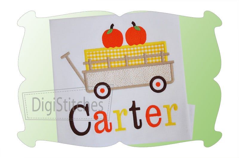 Hay Wagon Applique | Machine Embroidery Designs by JuJu