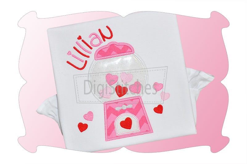 Hearts Gumball Machine Applique | Machine Embroidery Designs by JuJu