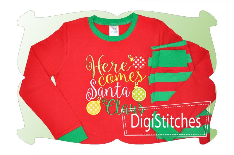 Here Comes Santa Claus Applique | Machine Embroidery Designs by JuJu
