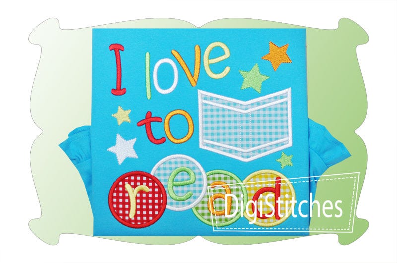 I Love To Read Applique | Machine Embroidery Designs by JuJu
