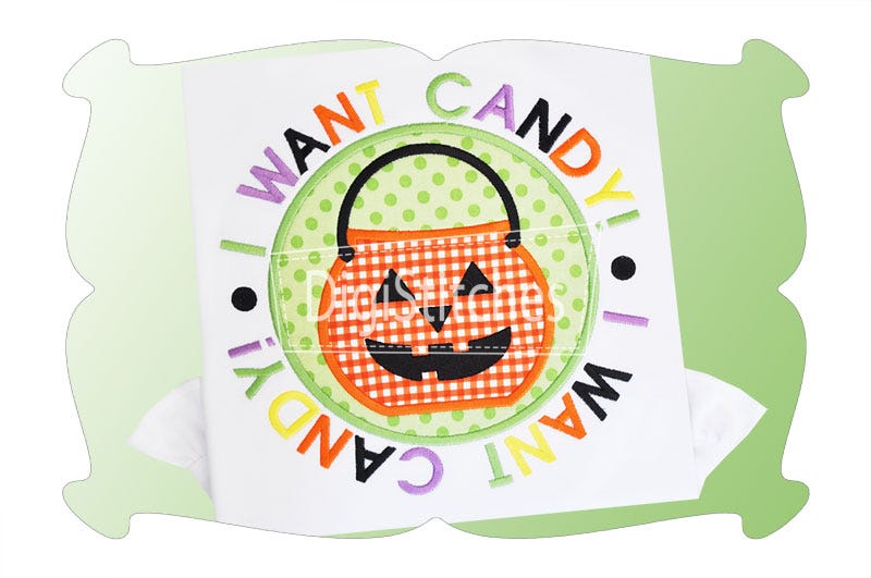 I Want Candy Patch Applique | Machine Embroidery Designs by JuJu
