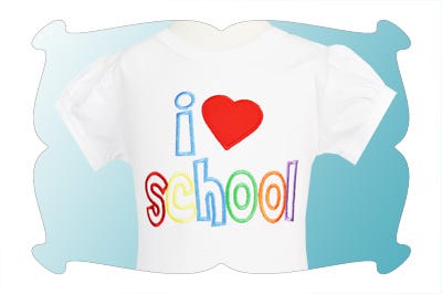 I Love School Applique | Machine Embroidery Designs by JuJu