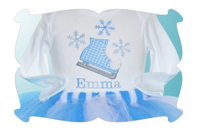 Ice Skate Applique | Machine Embroidery Designs by JuJu