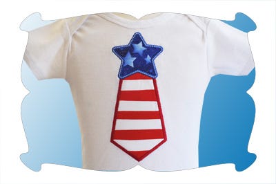 July 4th Star Tie Applique | Machine Embroidery Designs by JuJu