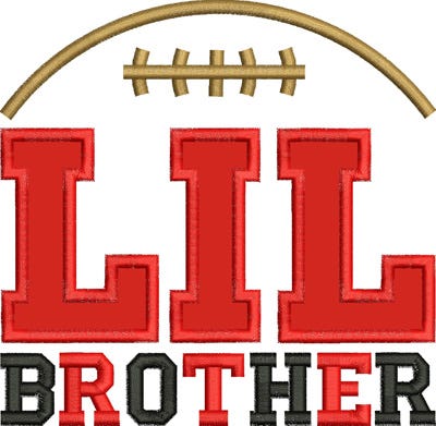 Lil Brother Football Applique | Machine Embroidery Designs by JuJu