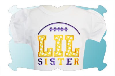 Lil Sister Football Applique | Machine Embroidery Designs by JuJu