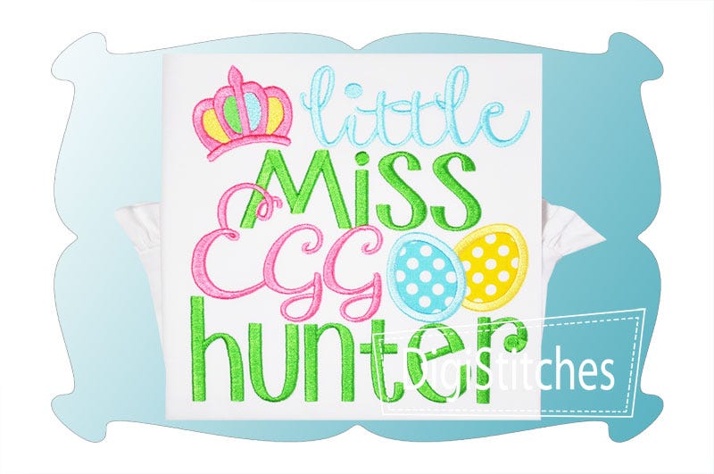 Little Miss Egg Hunter Applique | Machine Embroidery Designs by JuJu