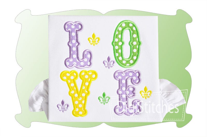 Love Mardis Gras Applique | Machine Embroidery Designs by JuJu