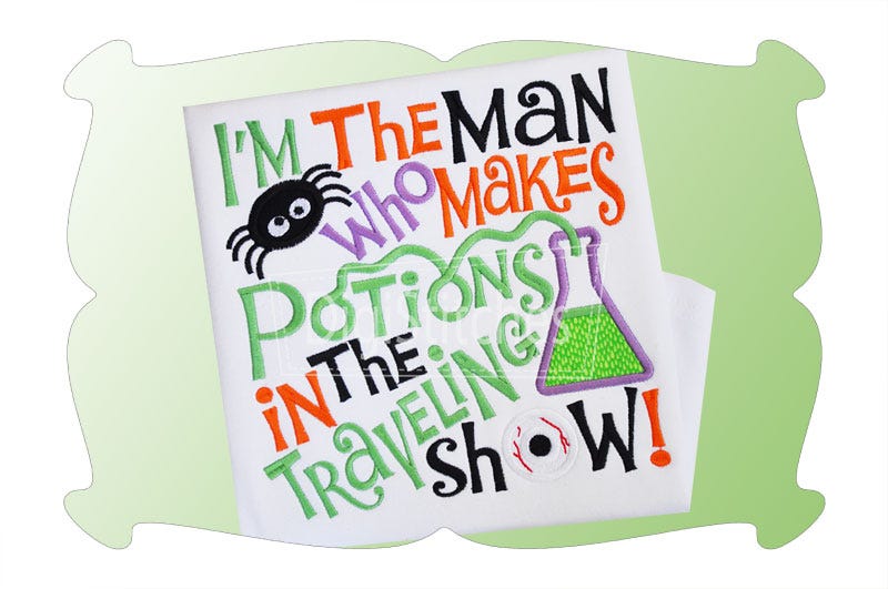 Man Who Makes Potions Applique | Machine Embroidery Designs by JuJu