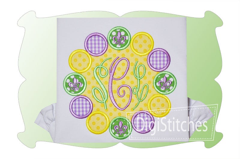 Mardis Gras Chunky Bead Monogram Applique | Machine Embroidery Designs by JuJu