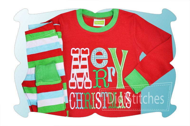Merry Christmas Applique | Machine Embroidery Designs by JuJu