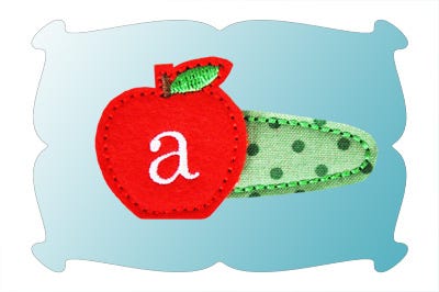 Monogrammed Apple Snap Clip Mini In The Hoop | Machine Embroidery Designs by JuJu