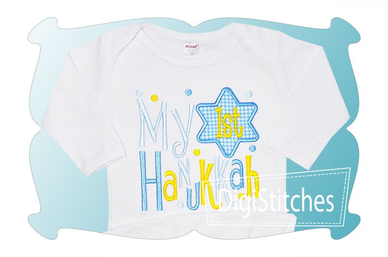 My First Hanukkah Boy Applique | Machine Embroidery Designs by JuJu