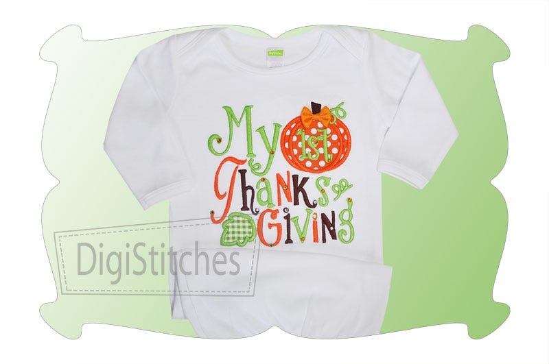 My First Thanksgiving Applique | Machine Embroidery Designs by JuJu