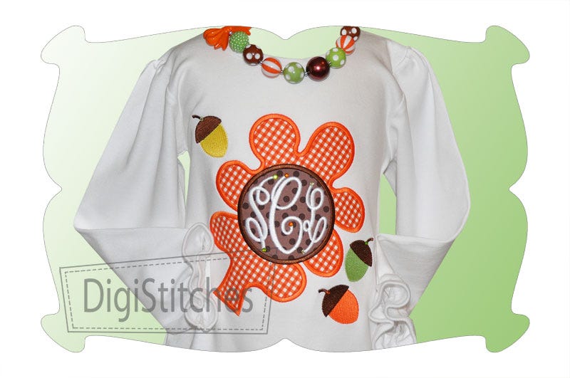 Oak Leaf Monogram Applique | Machine Embroidery Designs by JuJu