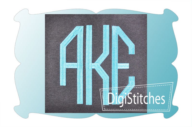 Octagon Monogram Large Embroidery Font | Machine Embroidery Designs by JuJu