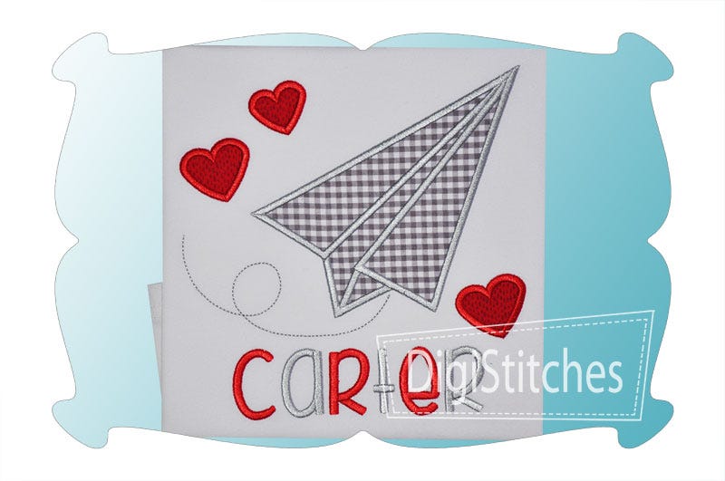 Paper Airplane Love Applique | Machine Embroidery Designs by JuJu