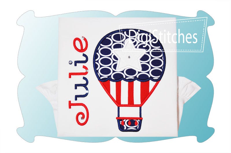 Patriotic Hot Air Balloon Applique | Machine Embroidery Designs by JuJu