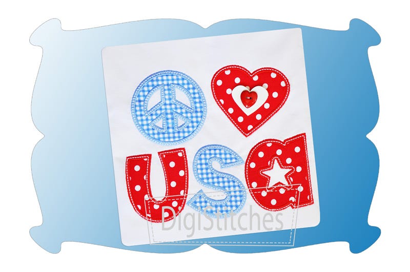 Peace Love USA Applique | Machine Embroidery Designs by JuJu