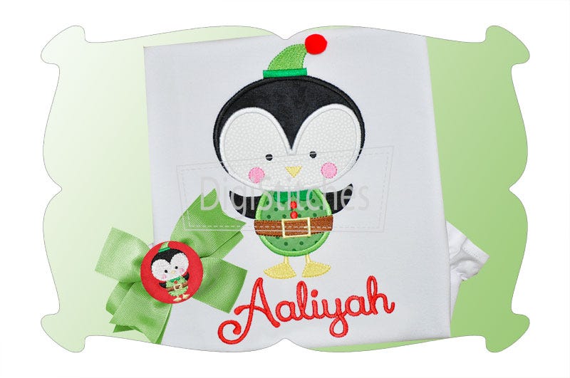 Penguin Elf Applique | Machine Embroidery Designs by JuJu