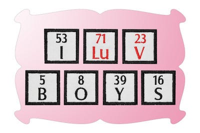 Periodic Table I LuV BOYS Applique | Machine Embroidery Designs by JuJu